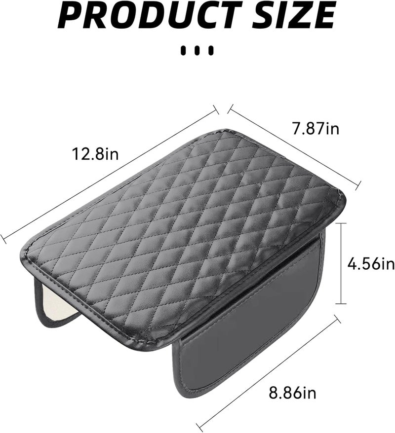 Tioollev Car Armrest Box Cover Diamond Quilted Grade Leather Console Organizer Car with Side Storage Pocket Universal Vehicle Middle Console Cover, Most Vehicle, SUV, Truck. (Gray) - Image 2